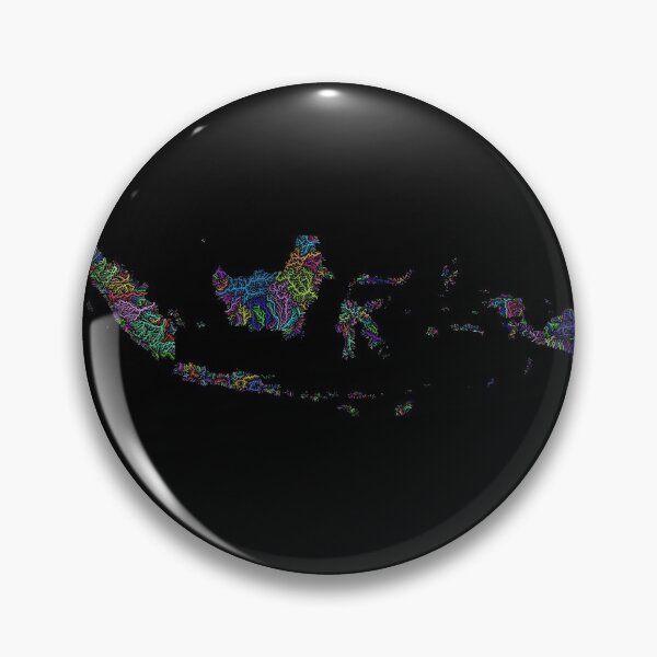 Item preview, Indonesia River Basin Map in Rainbow Colours with Black Background designed and sold by GrasshopperGeo.