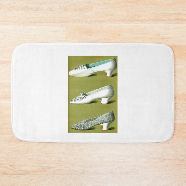 Item preview, Vintage White Wedding Shoes on Mustard Pea Green with Orange and Blue Accents designed and sold by kmcs.