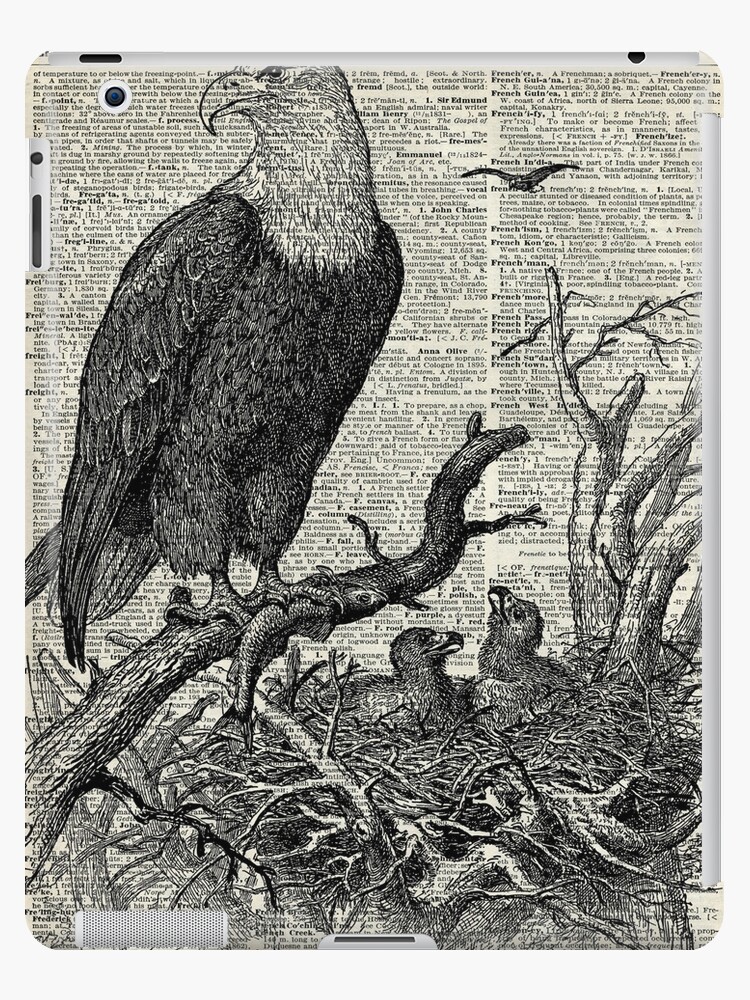 Eagles in Nest,Pen and Ink Drawing,Vintage Dictionary Page iPad Case & Skin by DictionaryArt | Redbubble