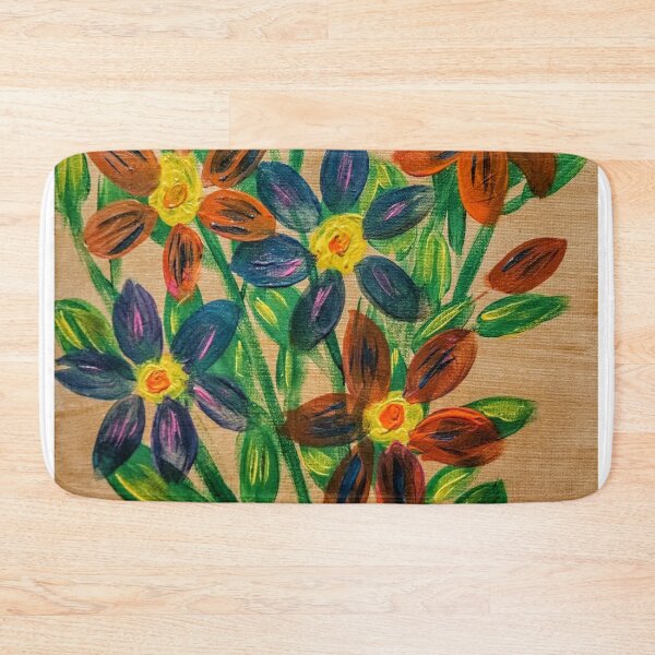 Item preview, Abstract flowers in metallic paint and painted on a gold background. designed and sold by kkartwork.