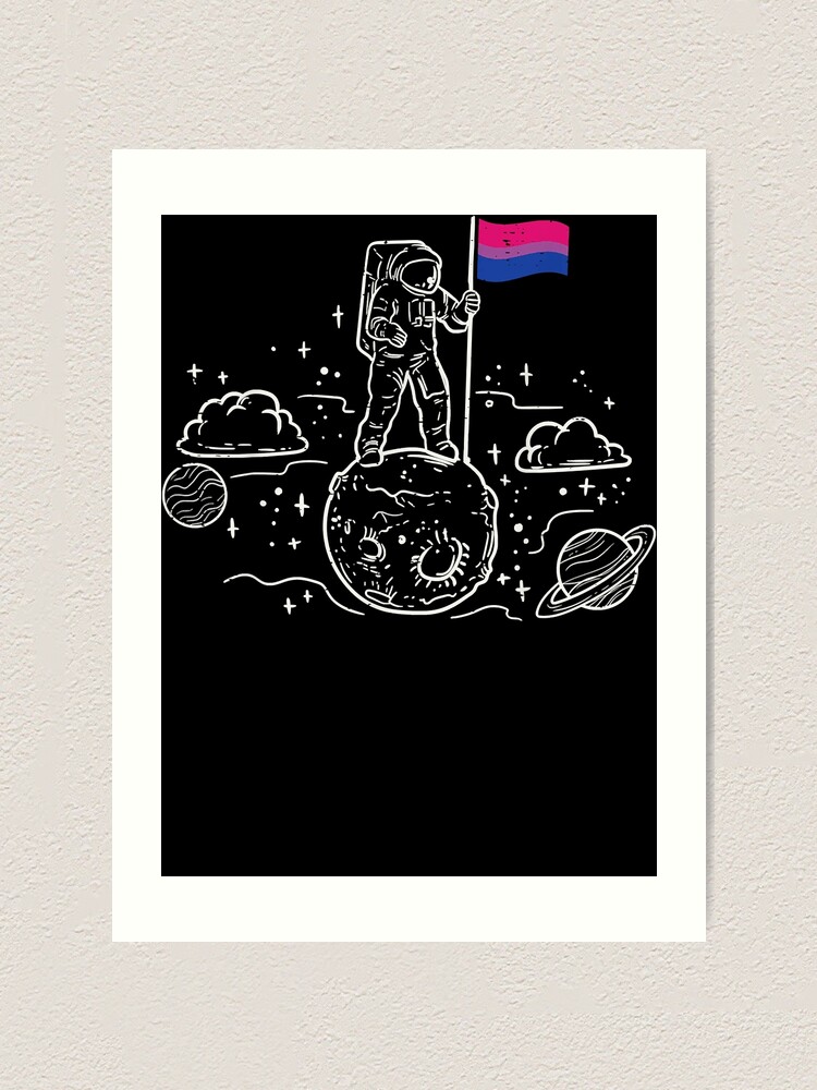 Astronaut Moon Bisexual Flag Space Lgbtq Gay Pride Ally Bi Art Print