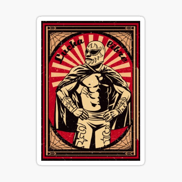 Vista previa del artículo con la obra «Pegatina Lucha Libre», diseñado y vendido por Mintybatteo.