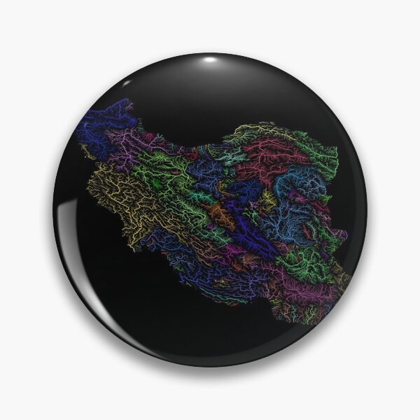 Item preview, Iran River Basin Map in Rainbow Colours with Black Background designed and sold by GrasshopperGeo.
