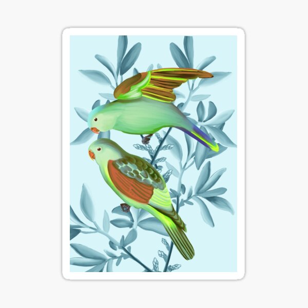 Bird Friends on a blue background Sticker