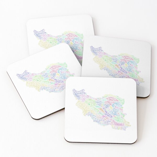 Item preview, Iran River Basin Map in Rainbow Colours with White Background designed and sold by GrasshopperGeo.