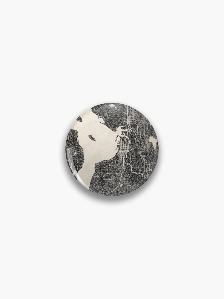 Thumbnail 1 von 3, Button, Everett map Washington Ink lines 2 designt und verkauft von InkMaps.