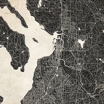 Artwork thumbnail, Everett map Washington Ink lines by InkMaps