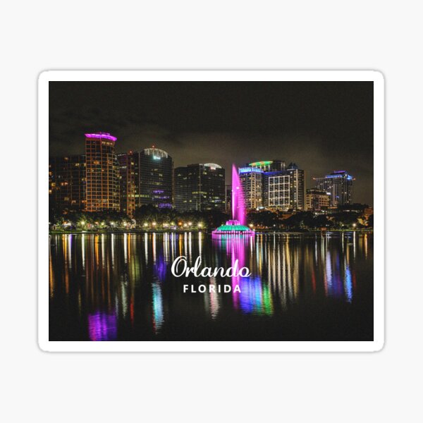Orlando, Florida - Orlando Skyline & Lake Eola at Night Sticker
