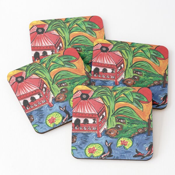 Item preview, Koi Fish Lotus Pond Illustration designed and sold by CrackPotByCPS.