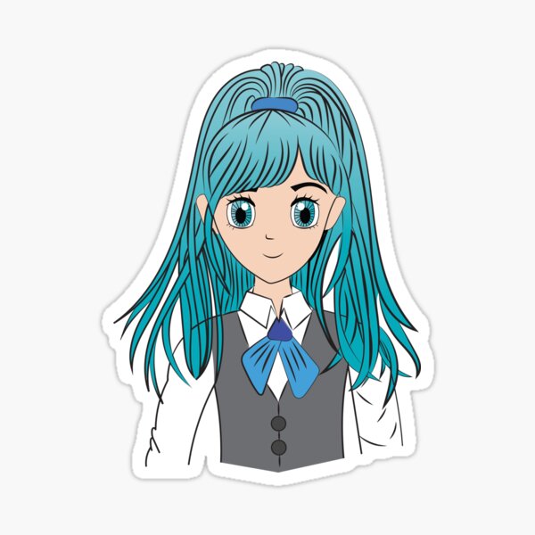 Blue haired anime girl Sticker