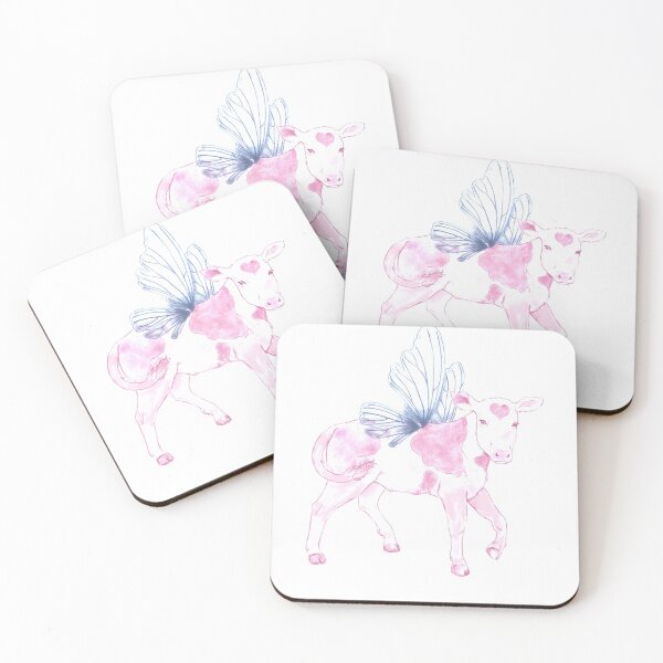 Item preview, strawberry fairy cow sticker designed and sold by Janinadraws.