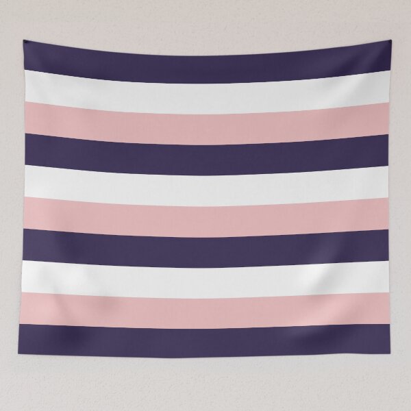Aperçu de l'œuvre 3 Grandes RAYURES Horizontales BLEU MARINE, ROSE LAÉBÉ et BLANCHE créée et vendue par RachelMacht.