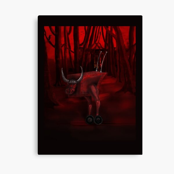 Red Bull in the red forest Canvas Print