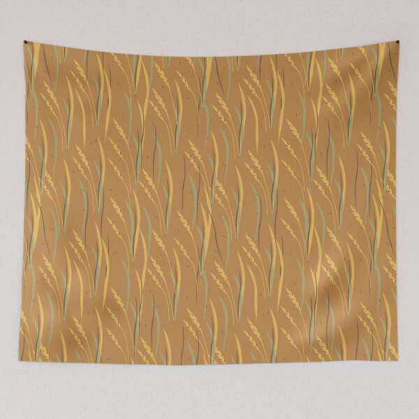 Item preview, Autumn hand drawn abstract cartoon wheat with leaves seamless pattern designed and sold by essskina.