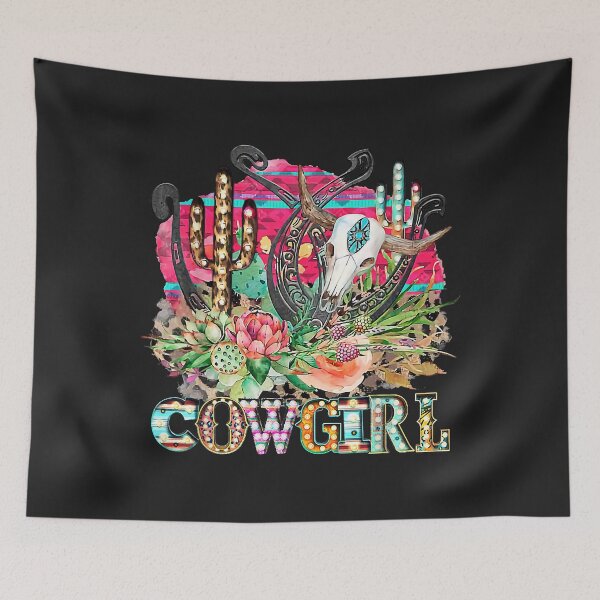 Artikelvorschau, Western Cactus Texas Cowgirl Kuh Stierschädel Rodeo Pferd Mädchen entworfen und verkauft von doria7fjly.