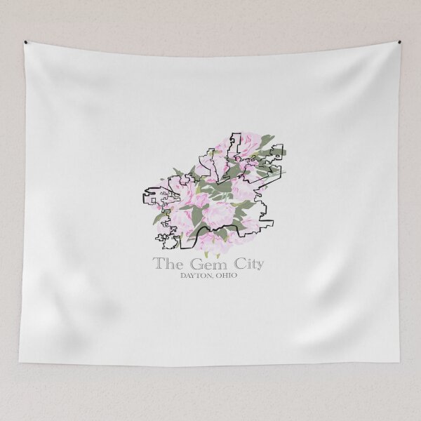 Item preview, Gem City, Dayton Ohio Map with Floral Background designed and sold by girljohnny.