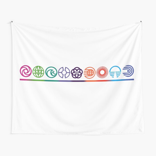 EPCOT Center Retro Future World Pavilion Logos Tapestry