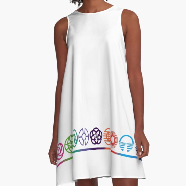 EPCOT Center Retro Future World Pavilion Logos A-Line Dress