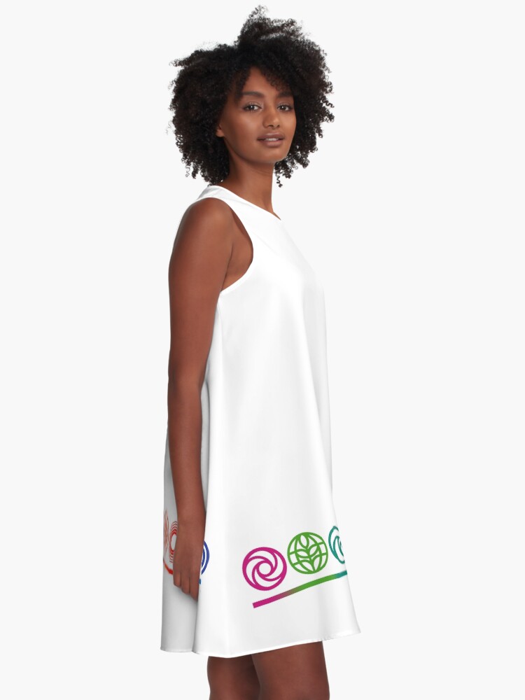 Alternate view of EPCOT Center Retro Future World Pavilion Logos A-Line Dress