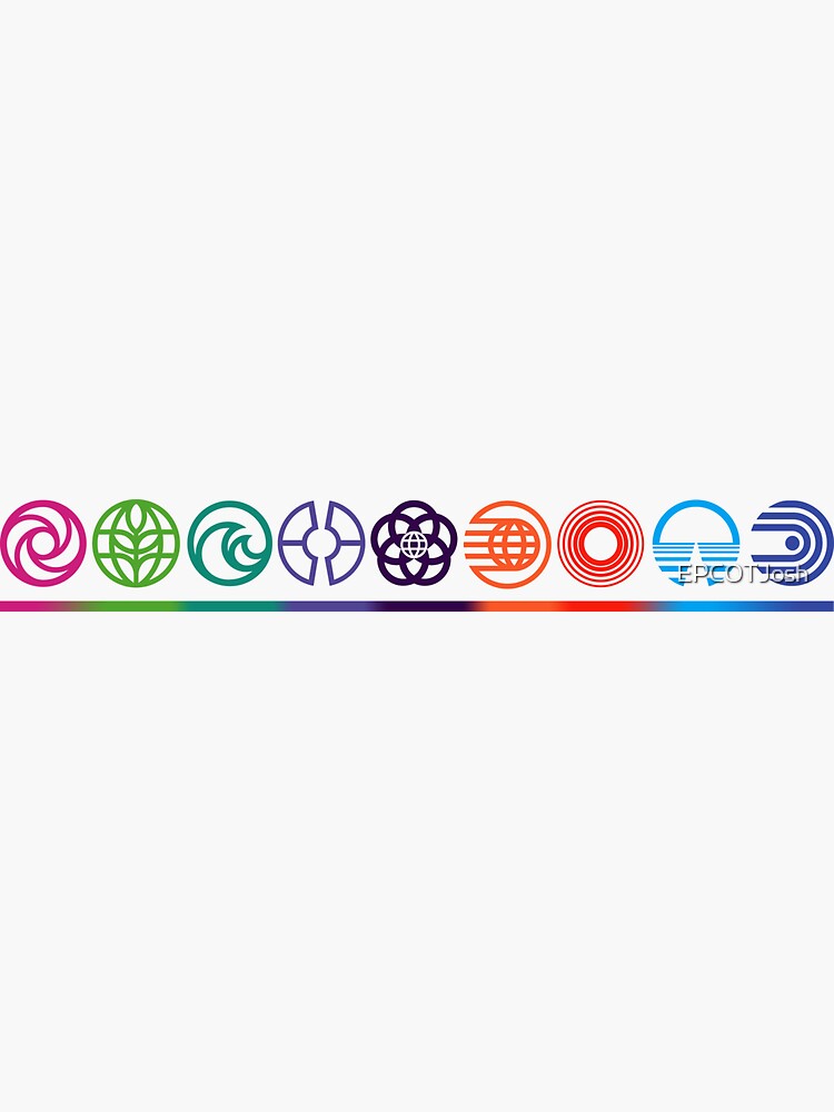 Thumbnail 3 of 3, Sticker, EPCOT Center Retro Future World Pavilion Logos designed and sold by EPCOTJosh.