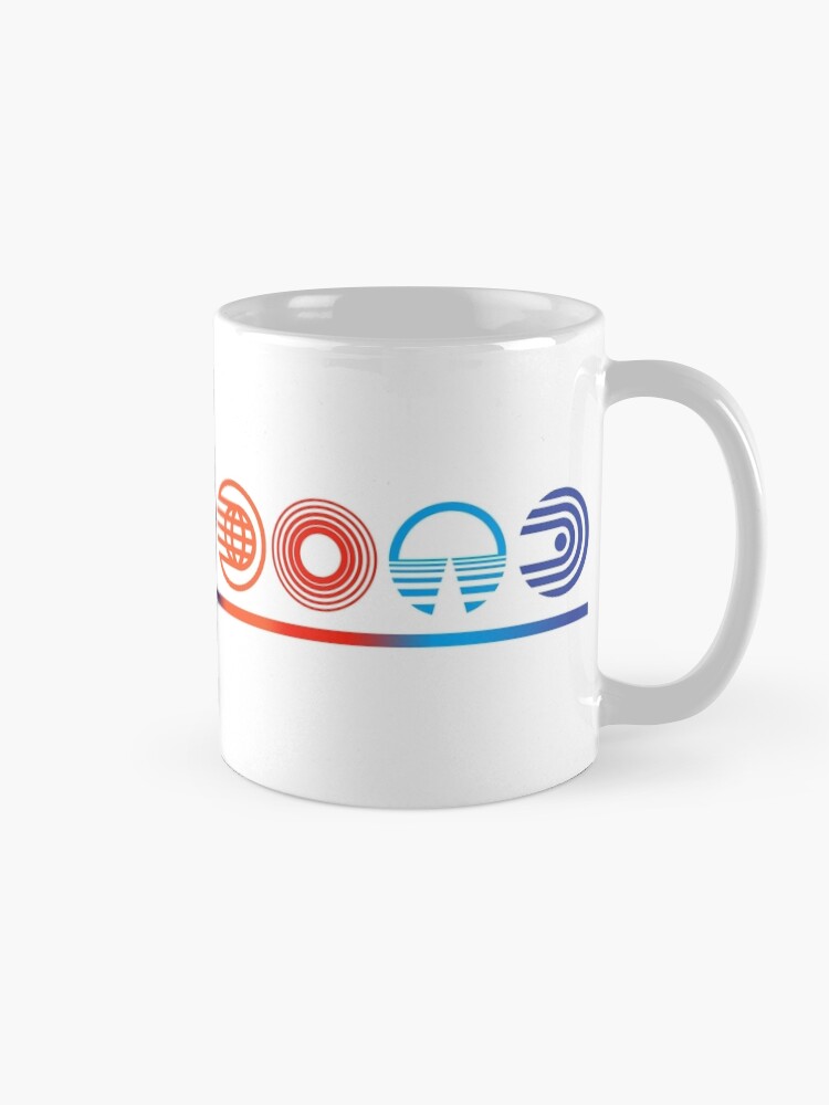 Alternate view of EPCOT Center Retro Future World Pavilion Logos Mug