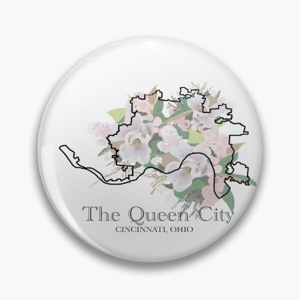 Item preview, The Queen City, Cincinnati, Ohio map with floral background and text  designed and sold by girljohnny.