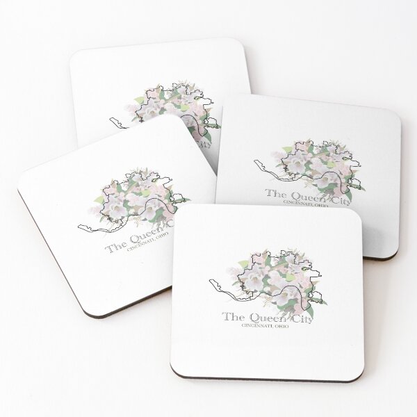 Item preview, The Queen City, Cincinnati, Ohio map with floral background and text  designed and sold by girljohnny.