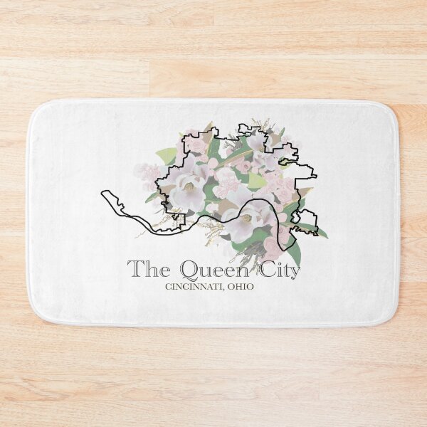 Item preview, The Queen City, Cincinnati, Ohio map with floral background and text  designed and sold by girljohnny.
