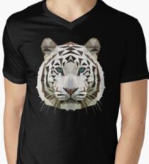weißer Tiger T-Shirt mit V-Ausschnitt