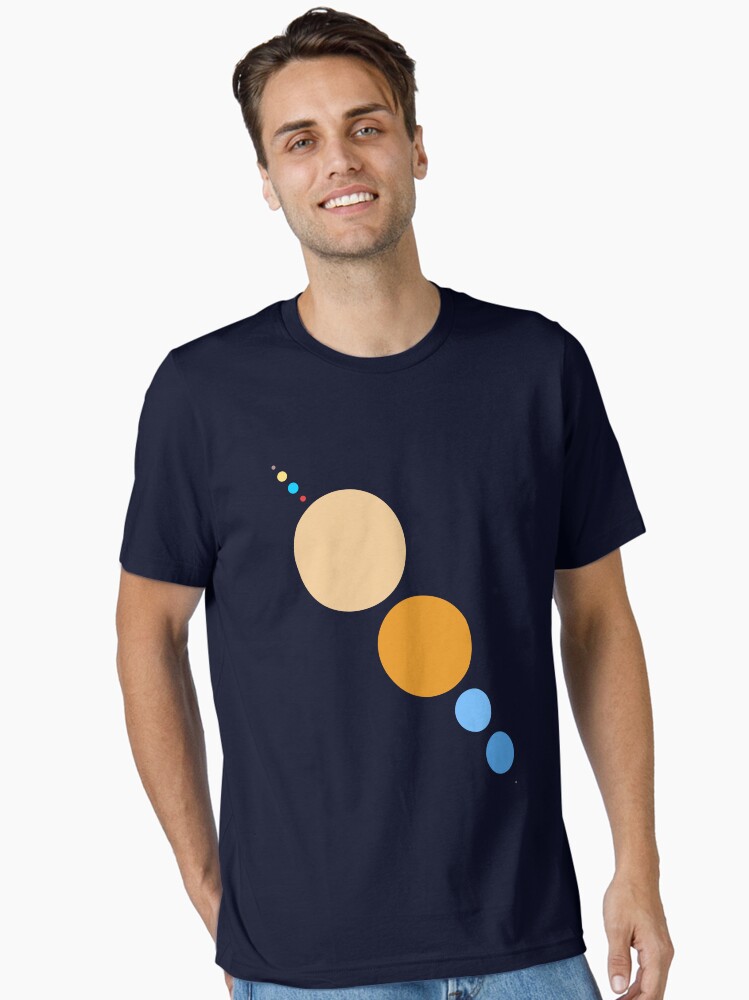Thumbnail 2 of 7, Essential T-Shirt, Planets To Scale (diagonal) designed and sold by jezkemp.