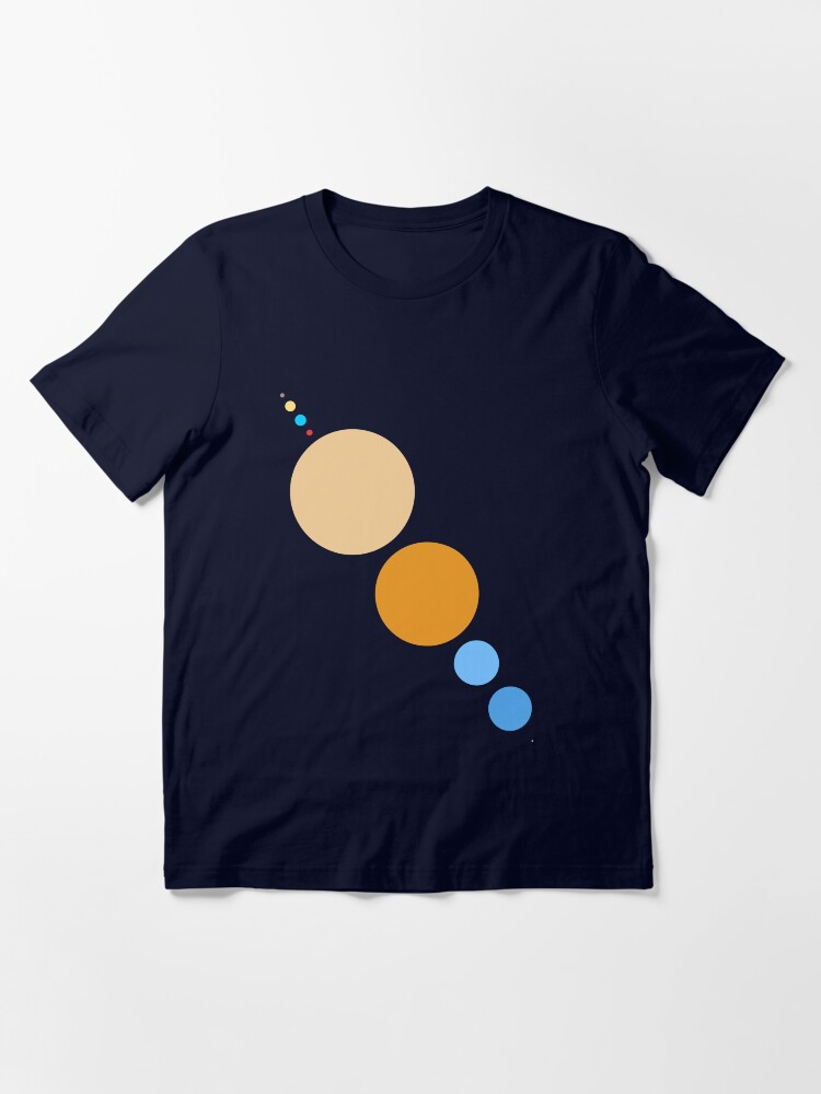 Thumbnail 3 of 7, Essential T-Shirt, Planets To Scale (diagonal) designed and sold by jezkemp.