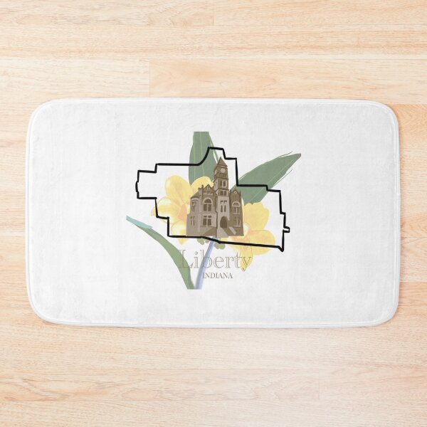 Item preview, Liberty Indiana Map with Courthouse and Floral Background designed and sold by girljohnny.