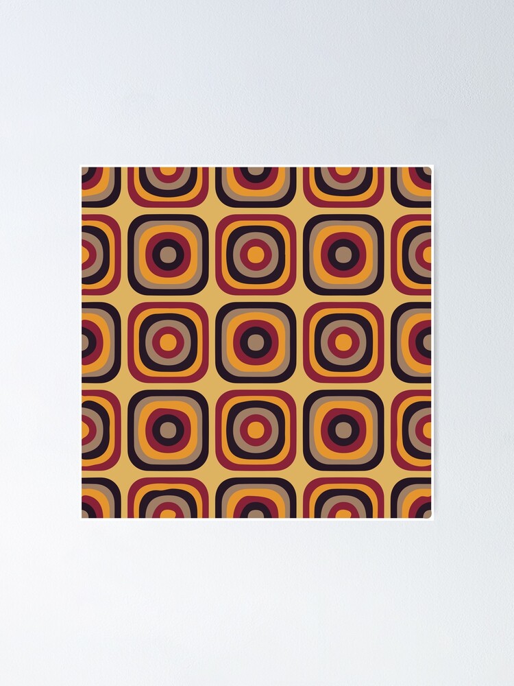Mid Century Modern, Retro 70s Square Pattern Design
