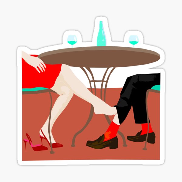 A woman is touching man's leg Sticker