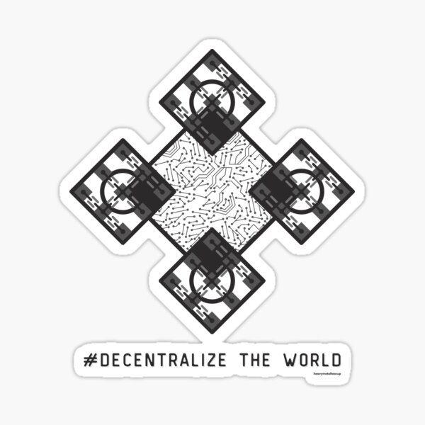 Decentralize The World US English - Crypto and Blockchain Minimalist Design Sticker