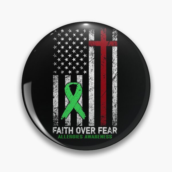 Item preview, Christian Distressed USA Flag Cross Faith Over Fears Allergies Awareness designed and sold by Brad-FI.