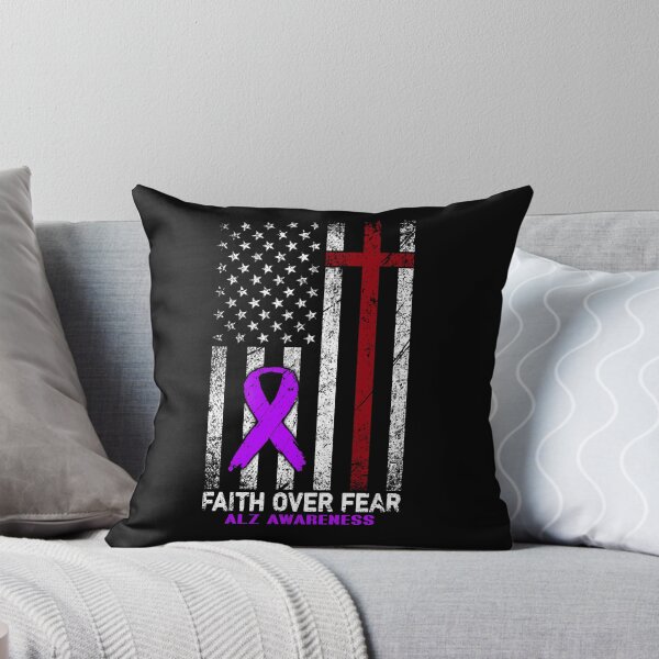 Item preview, Christian Distressed USA Flag Cross Faith Over Fears ALZ Awareness designed and sold by Brad-FI.