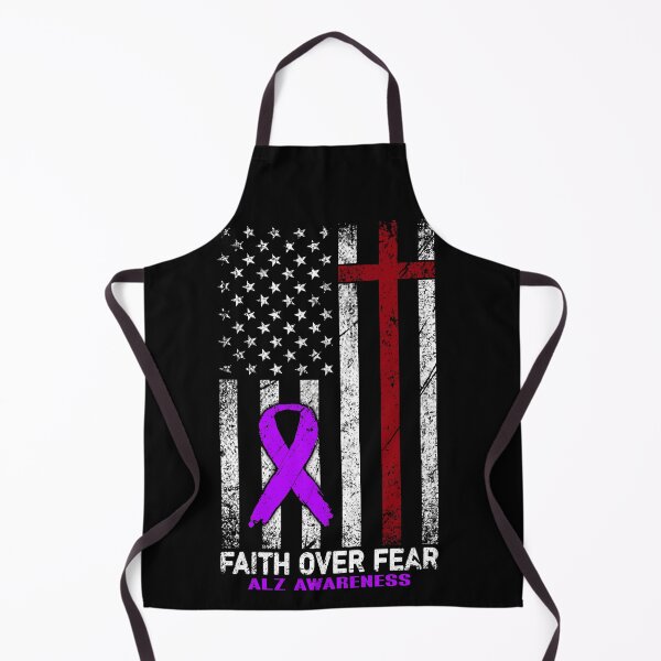Item preview, Christian Distressed USA Flag Cross Faith Over Fears ALZ Awareness designed and sold by Brad-FI.