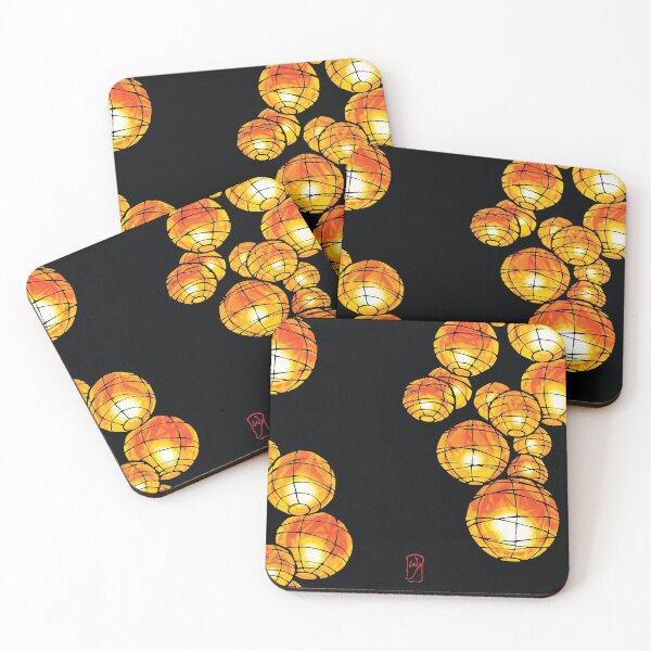 Item preview, Paper Lanterns - gentle heartwarming lights, red stamp is my calligraphy logo in Japanese designed and sold by SajuArtZen.