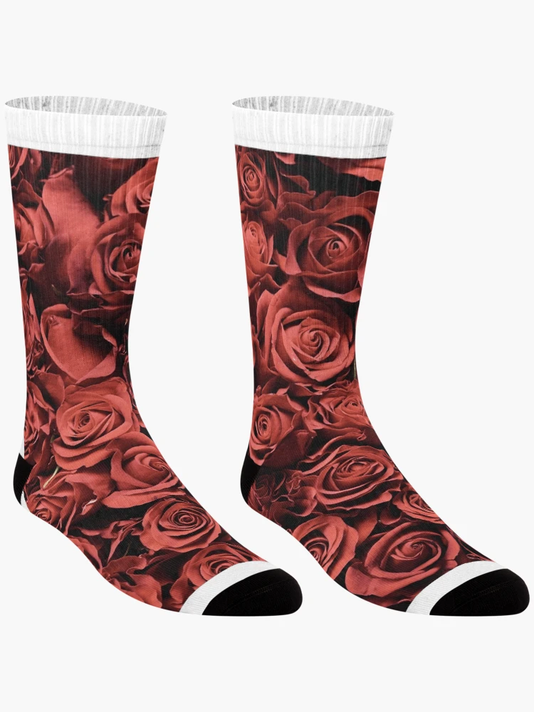 Thumbnail 3 of 5, Socks, Red Roses designed and sold by JuviaCreates.