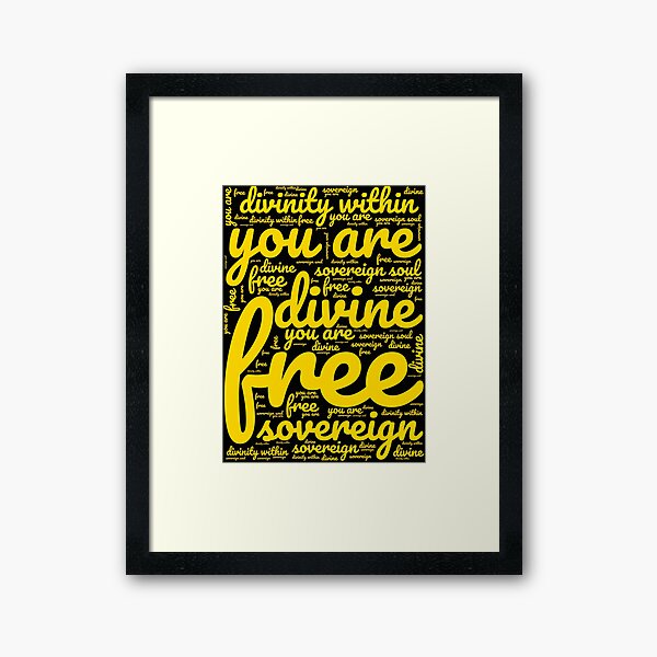 Vista previa del artículo con la obra «Eres soberano, divino, libre, amarillo, nube de palabras, autoempoderamiento, autocuidado», diseñado y vendido por TheLomiLoveBus.