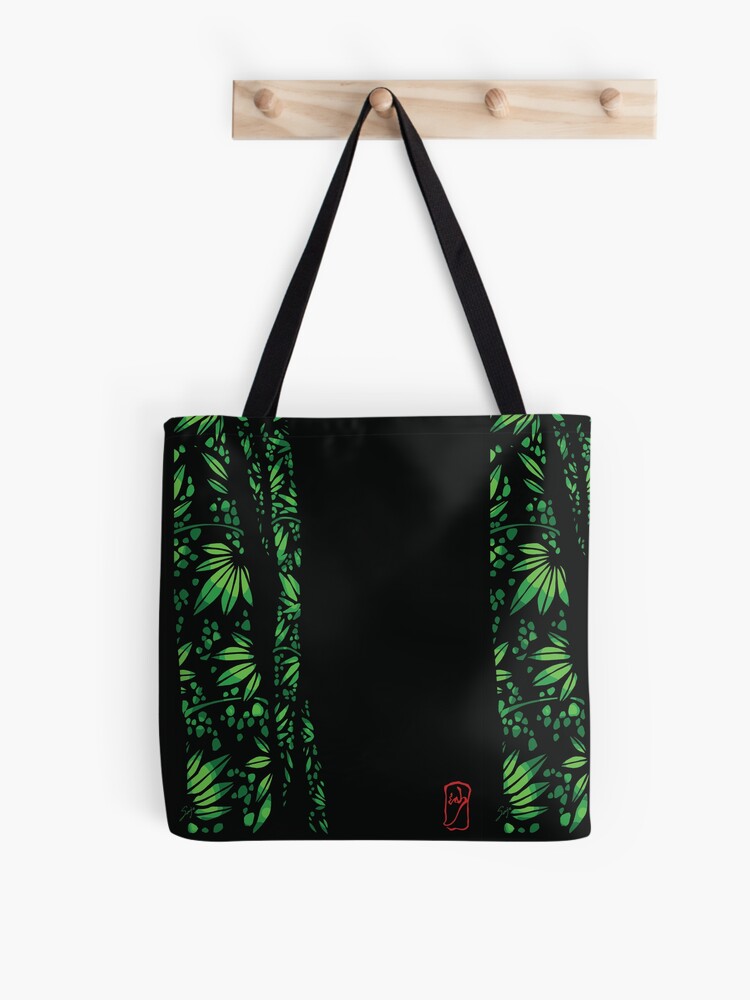 Thumbnail 1 of 2, Tote Bag, Bamboo Lantern - hand carved bamboo festivals in Japan, illustration, candle-lit, panda's favorite plant designed and sold by SajuArtZen.