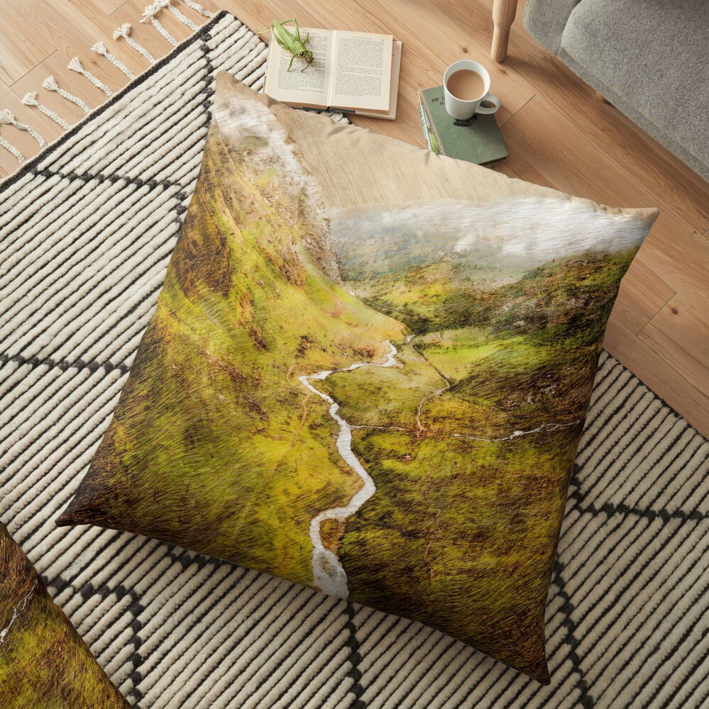 Aosta Italy landscape painting #italy Floor Pillow