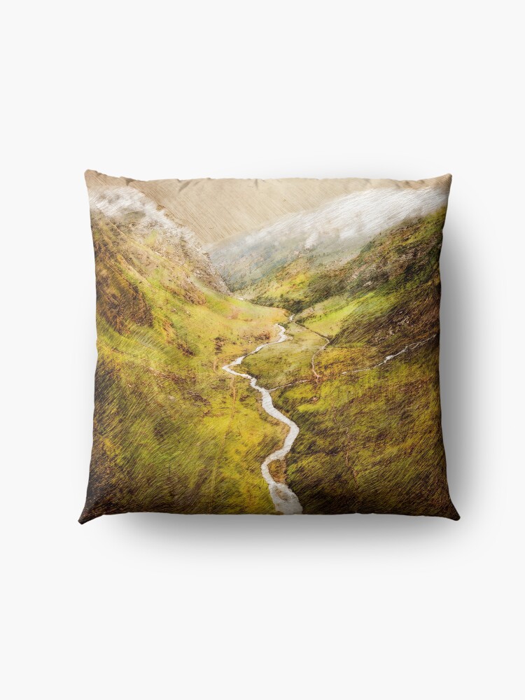 Alternate view of Aosta Italy landscape painting #italy Floor Pillow