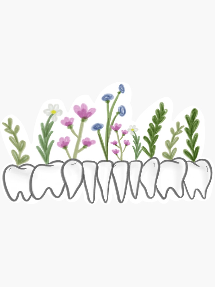 Thumbnail 3 of 3, Sticker, Dental Plants - Wild Flowers designed and sold by Ts-fine-arts.