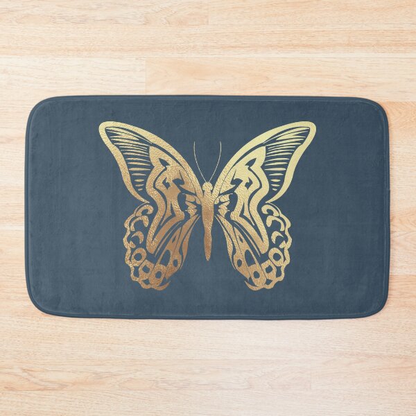 Item preview, Beautiful intricate abstract butterfly outline- for lovers of butterflies. Dusky navy blue and gold - Caroline Laursen original designed and sold by Caroline Laursen.