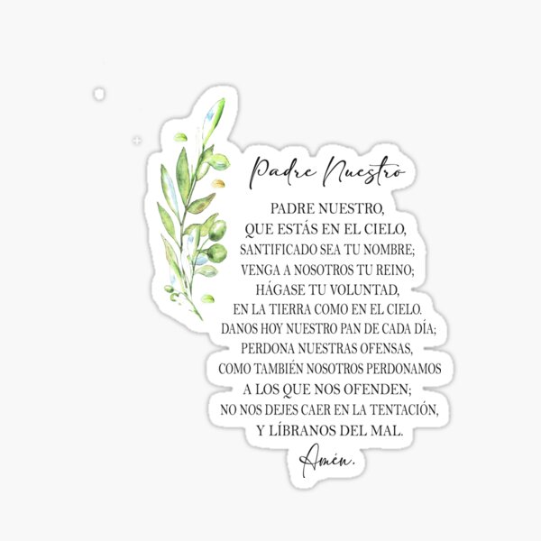 Pegatina «Padre Nuestro, oración en español» de latiendadearyam | Redbubble