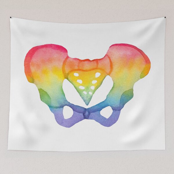 Item preview, Rainbow Watercolor Pelvis (white) designed and sold by Alane Fideler.