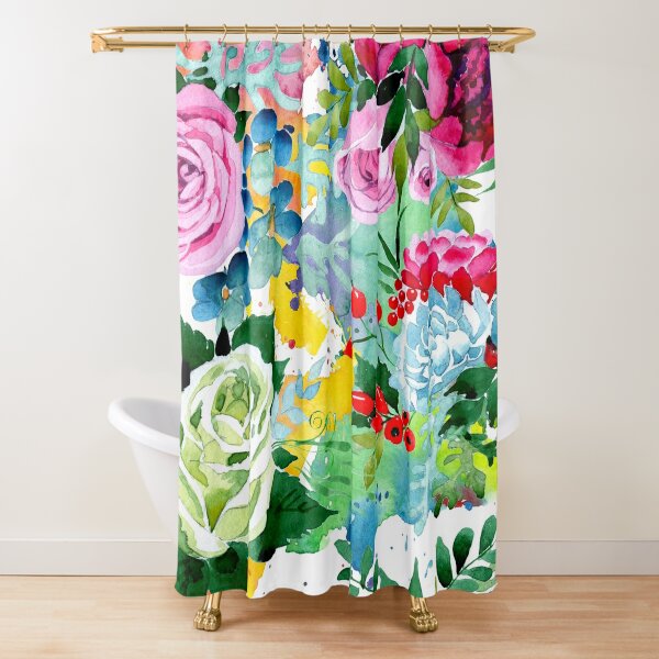 Contemporary Watercolor Floral Sophisticated Graphic Art Print   Shower Curtain