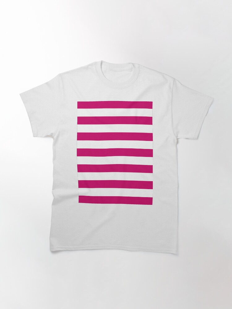 Alternate view of Dark Pink and White Stripes Classic T-Shirt